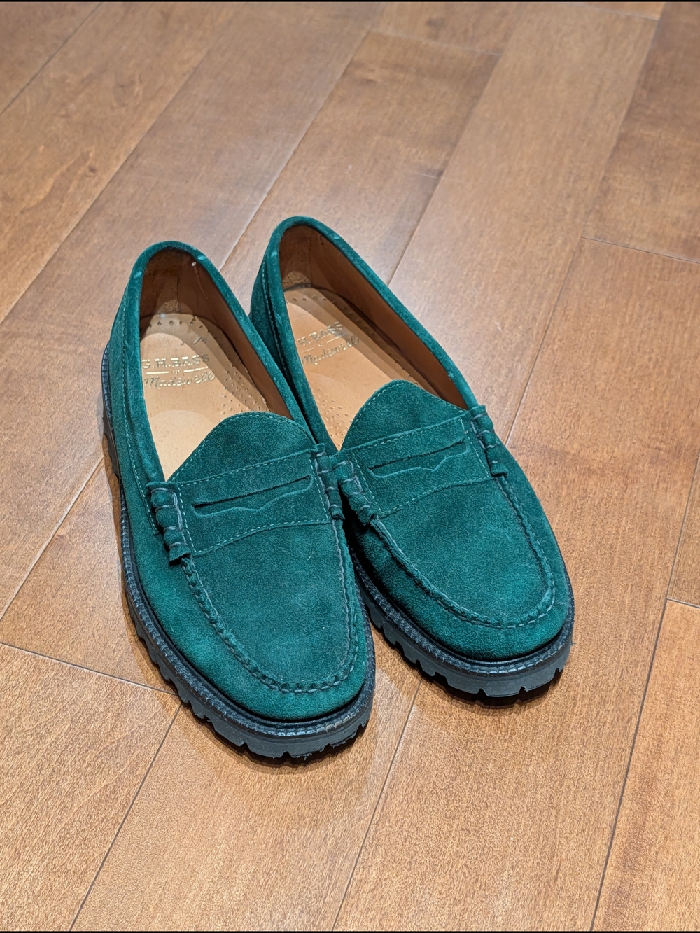 G.H. Bass & Co. Teal Green Suede Penny Loafers